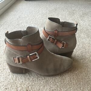 Coach Tan Suede Pauline Strap Ankle Boots